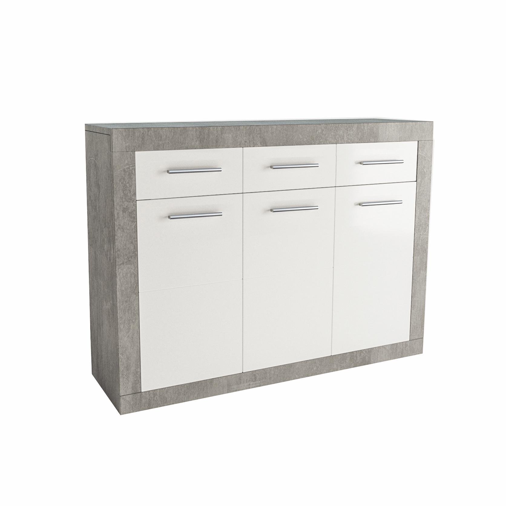 Комод Світ Меблів Омега 3Д 3Ш 1174x366x890 мм ДСП Белый/Бетон