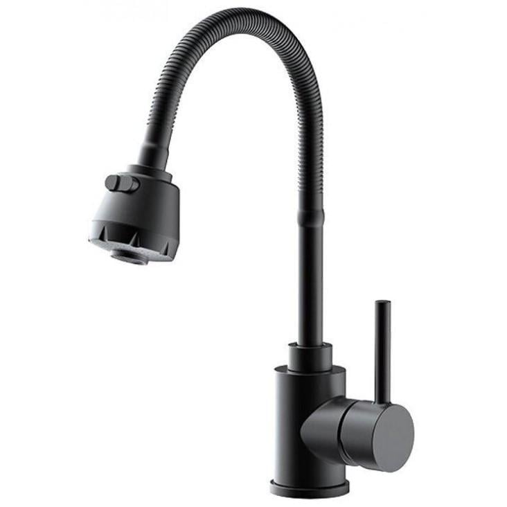 Змішувач для кухні Frap F40993-6 з гнучким виливом 2 режими Чорний (1040792) Змішувач для кухні Frap F40993-6 з гнучким виливом 2 режими Чорний (1040792)
