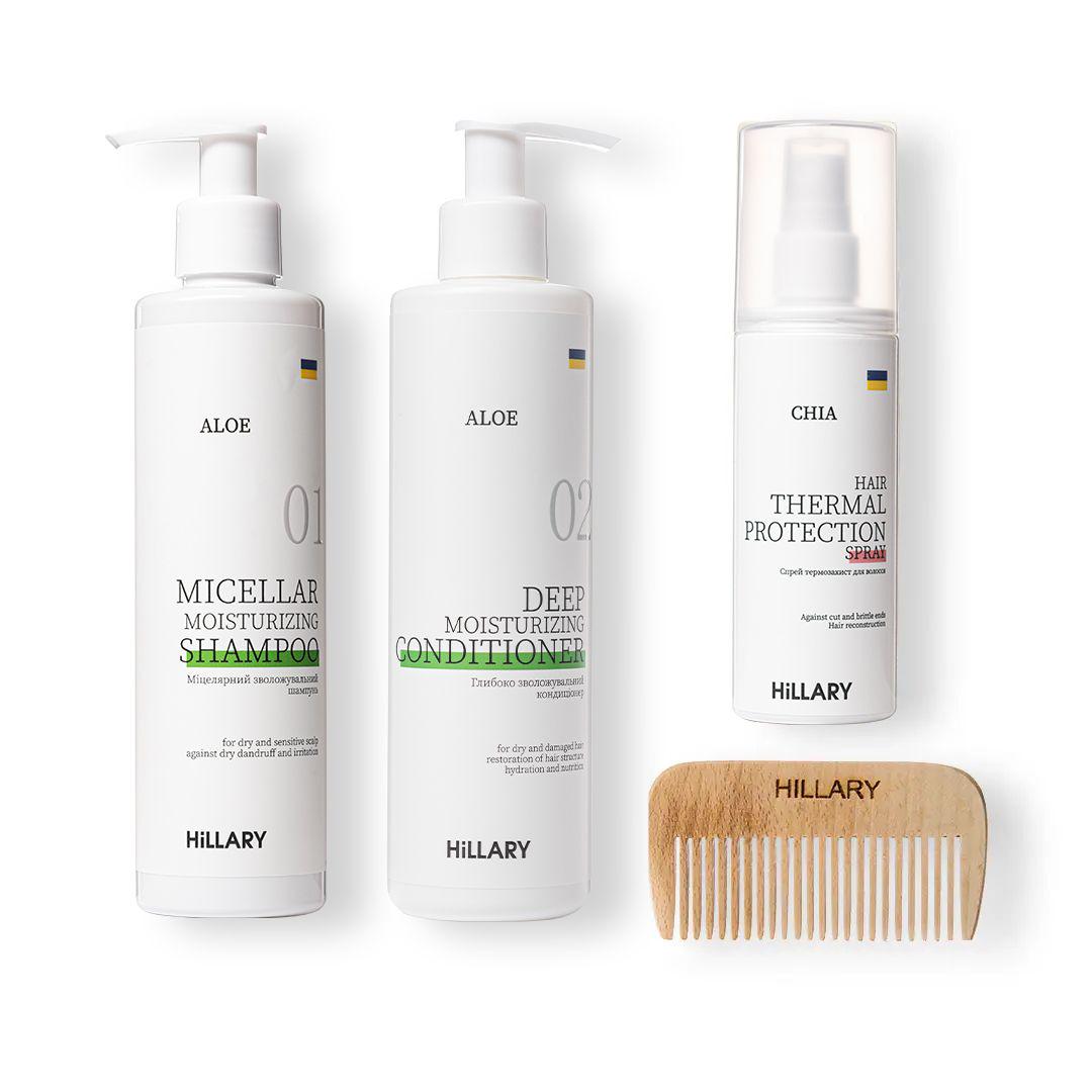 Набор для сухого типа волос Hillary Aloe Deep Moisturizing with Thermal Protection