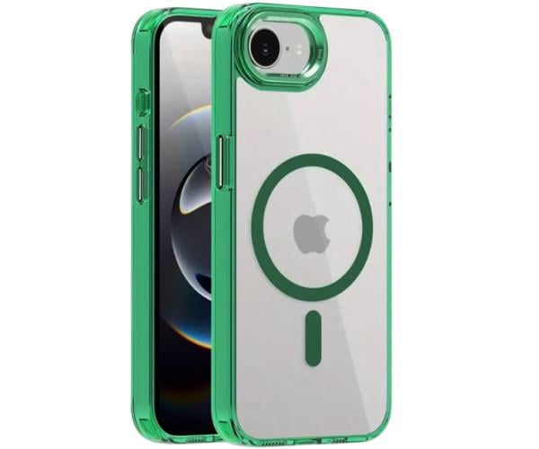 Чохол-накладка Ice Color Frame Magnetic Ring для iPhone 16e/iPhone 17e з магнітним кільцем Зелений
