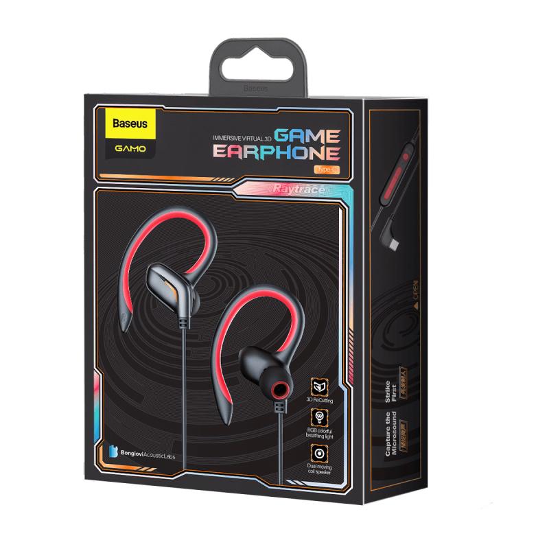 Навушники Baseus GAMO Immersive Virtual 3D Game Type-c Earphone Red - фото 2