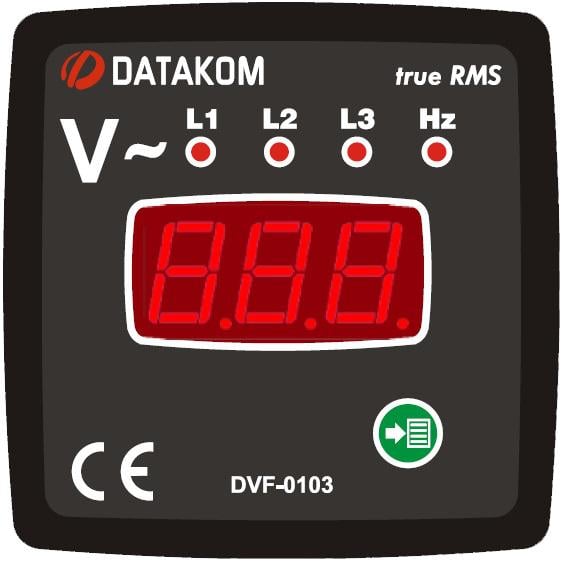 Вольтметр-частотомер Datakom DVF-0103 3 фазы 72x72 мм