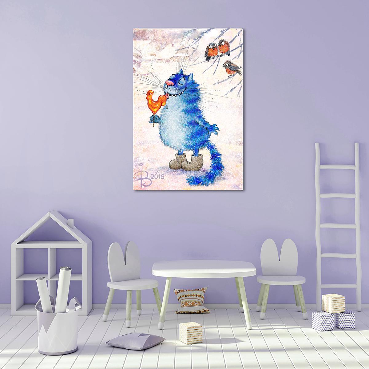 Модульная картина Сладкая жизнь Кот и петух 1 модуль 80x120 см