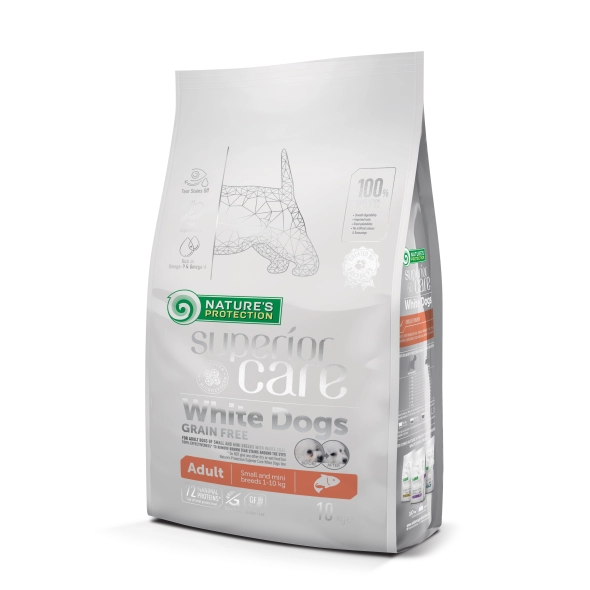 Корм сухой беззерновой Superior Care Dogs Grain Free Salmon для взрослых собак малых пород с белой шерстью с лососем (NPSC45835)