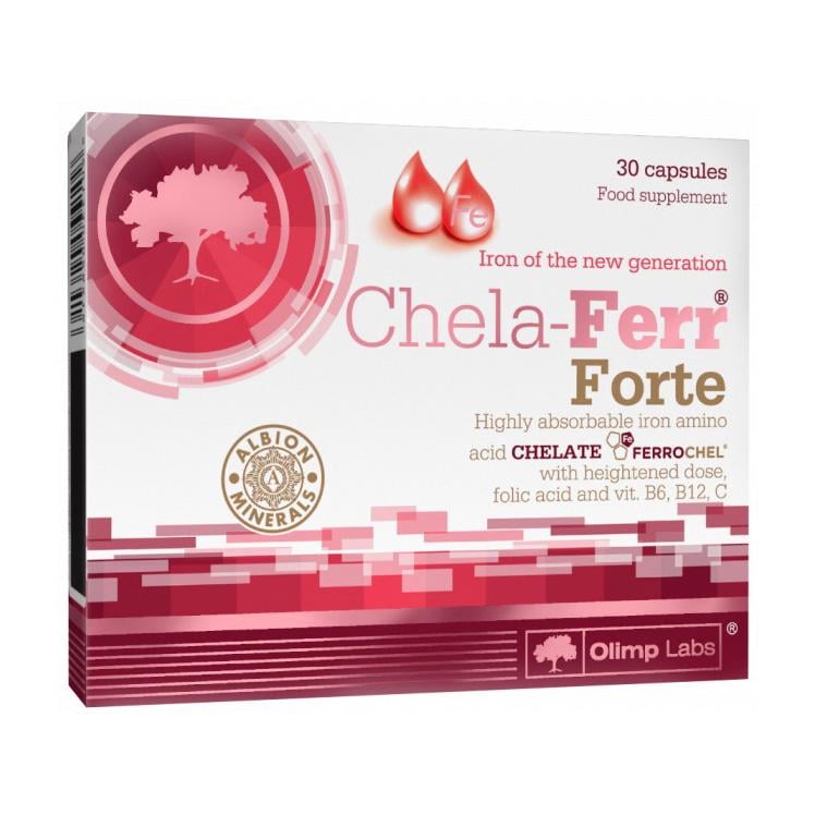 Железо хелат 28 мг с витамином C и фолиевой кислотой Olimp Chela-Ferr Forte 30 капс.