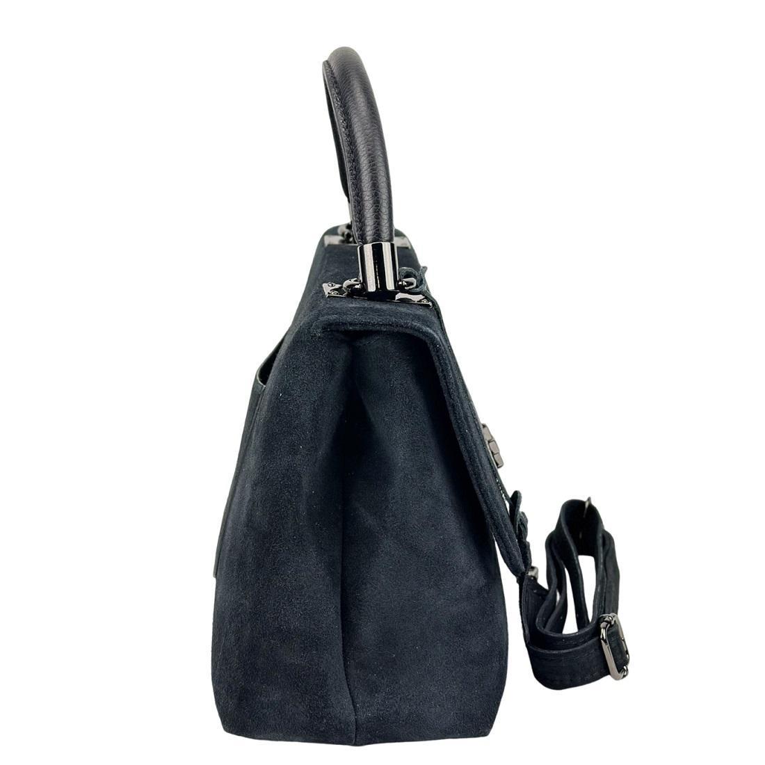 Сумка жіноча замшева Firenze Italy F-IT-7856A із замком Чорний (2656558953) - фото 4 Сумка жіноча замшева Firenze Italy F-IT-7856A із замком Чорний (2656558953) - фото 4