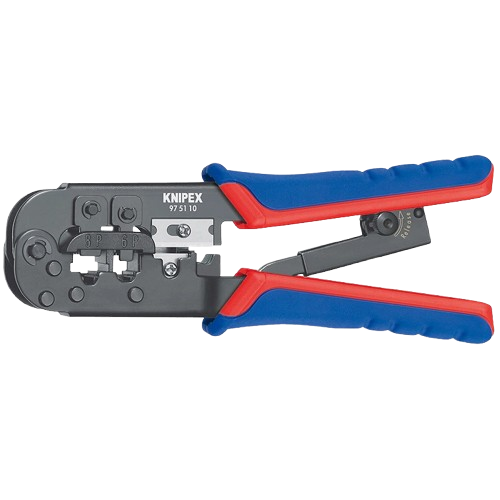 Обжимание KNIPEX 97 51 10 SB используется для 6-8 полосовых RJ 11/12/45 штекера типа Western (34965124)