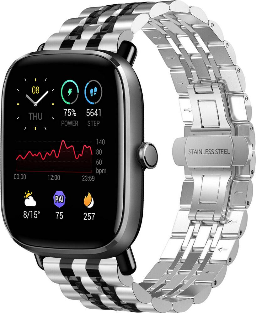 Браслет металевий Spinye Line для Amazfit GTS 2 mini Silver/Black (29036-69)