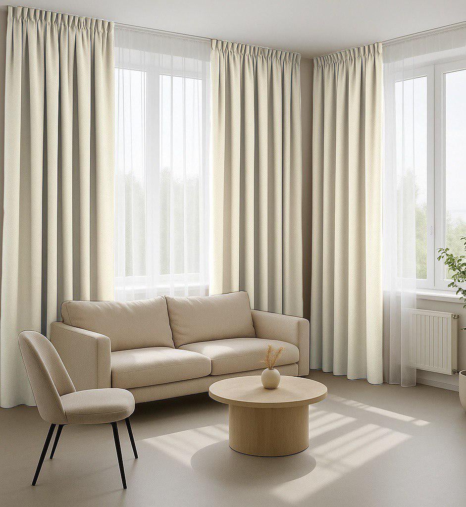 Комплект штор блекаут 2 шт. 300х275 см Ванільний - фото 1 Комплект штор блекаут 2 шт. 300х275 см Ванільний - фото 1