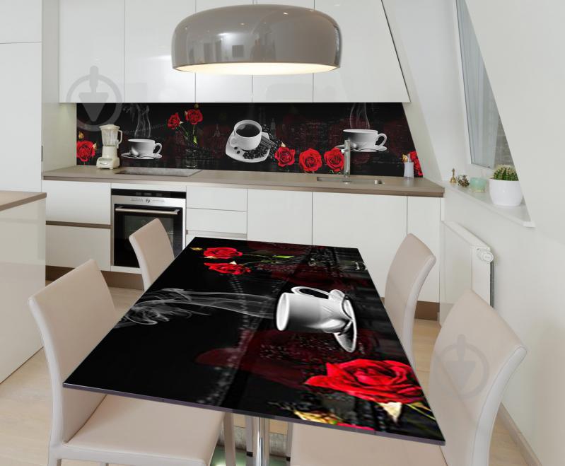 Наклейка виниловая на стол Zatarga  "Кофе и Розы" 650х1200 мм