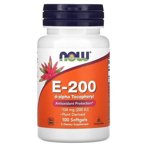 Витамин Е NOW E-200 134 мг 100 Softgels (NOW-00825)