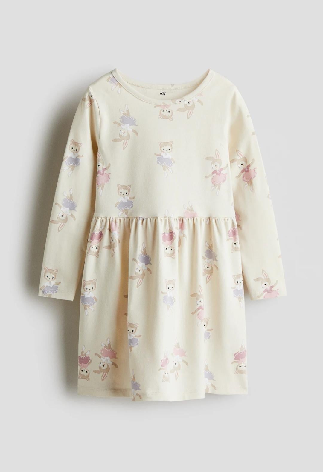 Сукня дитяча бавовняна для дівчинки H&M 98-104 см Світло-бежевий (25120302B)