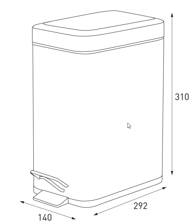 Ведро для мусора Zerix Sansa-TC0105 прямоугольное 5 л Нержавеющая сталь (ZX5893) - фото 2