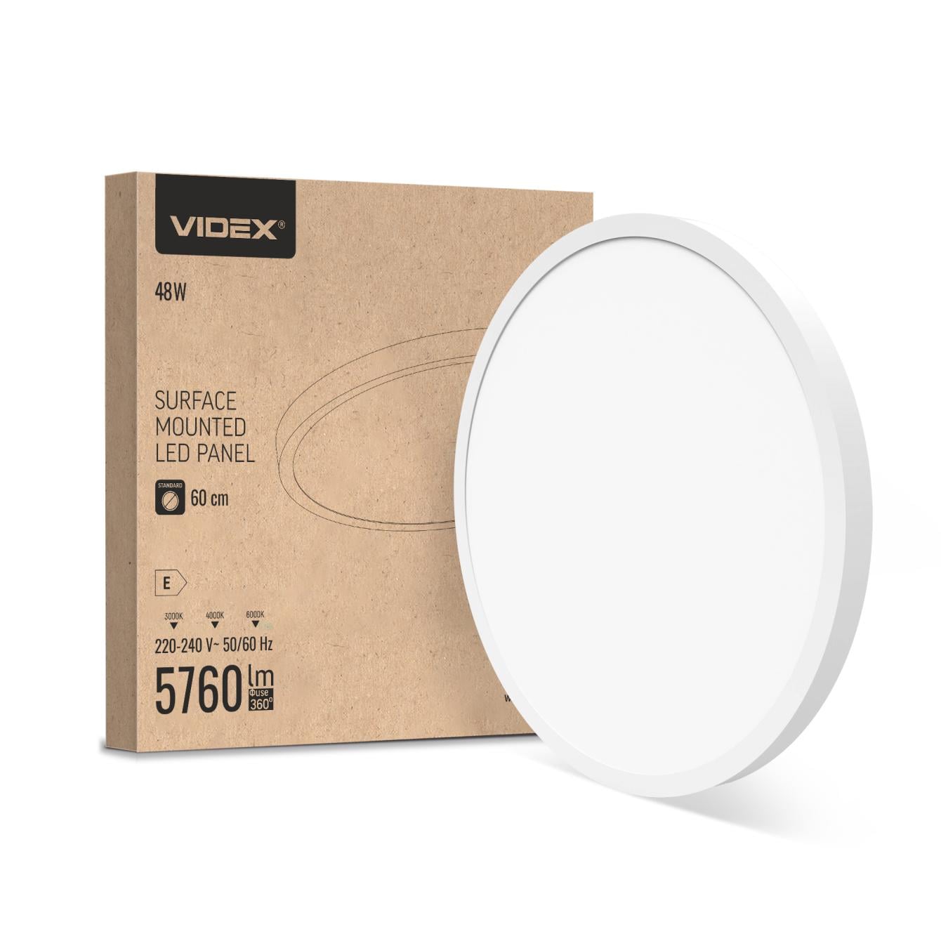 Панель LED панель Videx PBR600 48W 3000-4000-6000K 230V (VX29149)