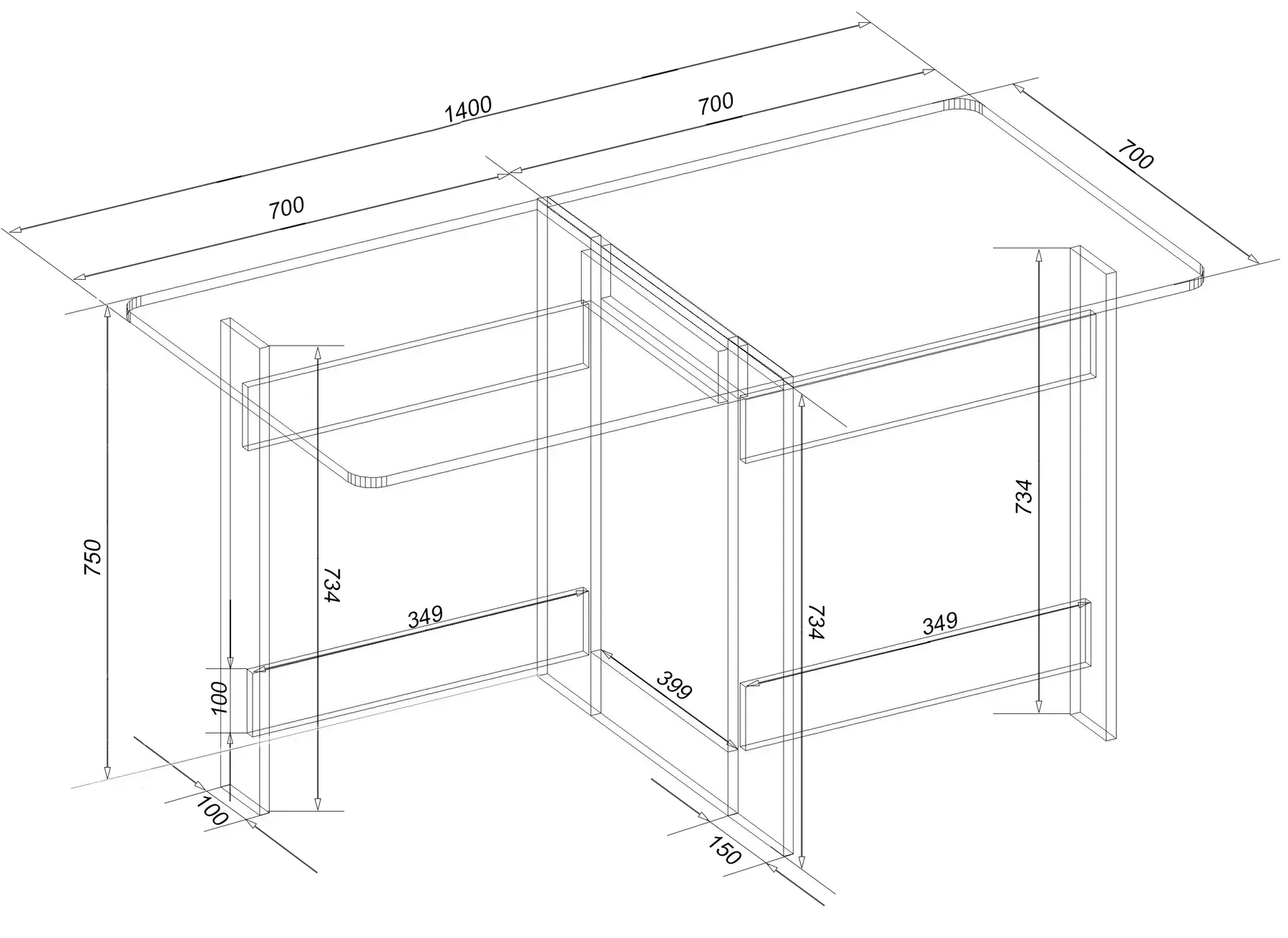 Стол книжка Kontinent 1400х700х750 мм Антрацит (52546717) - фото 2 Стол книжка Kontinent 1400х700х750 мм Антрацит (52546717) - фото 2