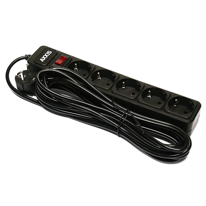 Фильтр-удлинитель сетевой Axxis 5 м 5 розеток Черный (ax-1258)