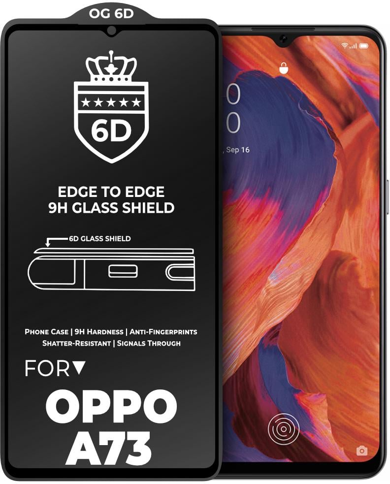 Защитное стекло 6D OG Crown OPPO A73 Black (23779)