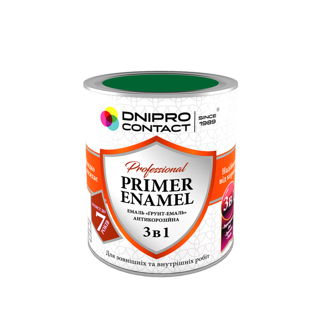 Грунт-эмаль3в1 Днепр-Контакт 0,9 кг Зеленый (2687629949)