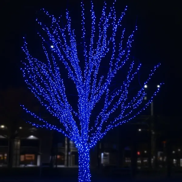 Гирлянда нить уличная 300 LED 30 м от сети черная нить Синий - фото 1