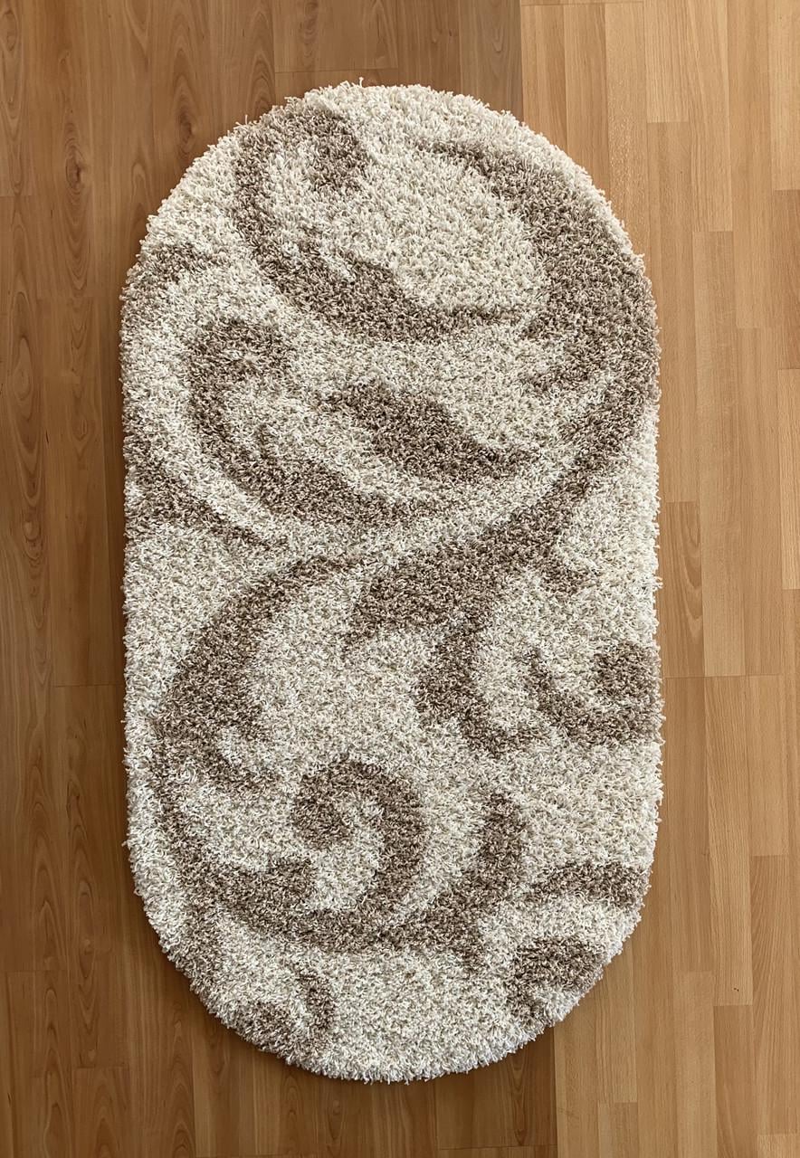 Ковер овальный высоковорсовый мягкий гипоаллергенный 100х200 см Бежевый (2693839141)