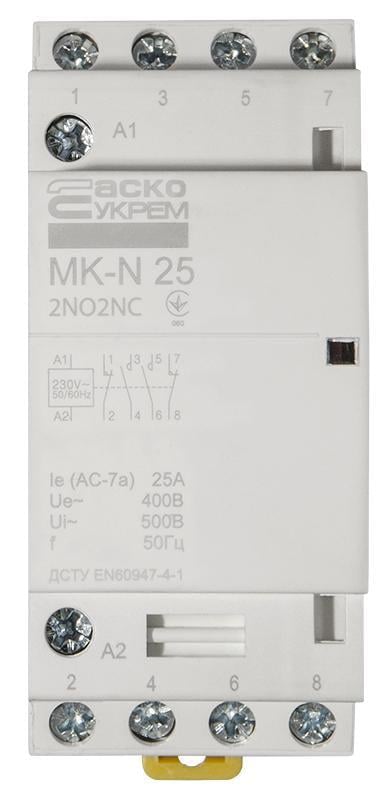 Контактор модульный АСКО-Укрем MK-N 4P 25A 2NO+2NC 220V (A0040030030)