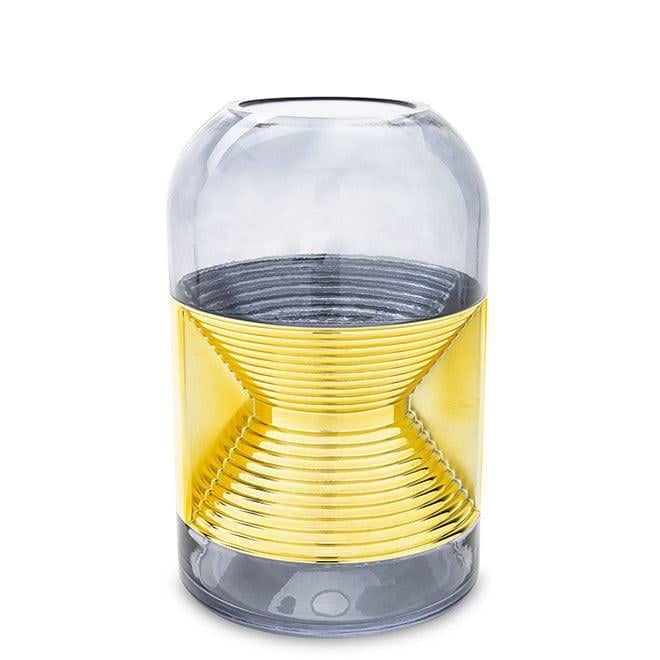 Ваза стеклянная Flora 24,5 см Серо-золотой (34534)