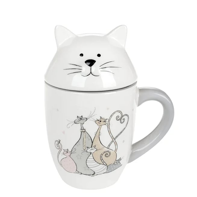 Чашка керамическая с крышкой Flora Веселая семейка 0,36 л (31872)