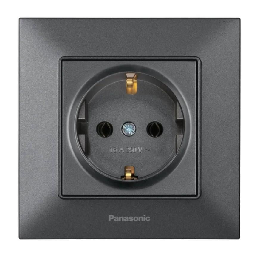 Розетка із заземленням Panasonic Arkedia Slim WNTC02022DG-UA Димчастий