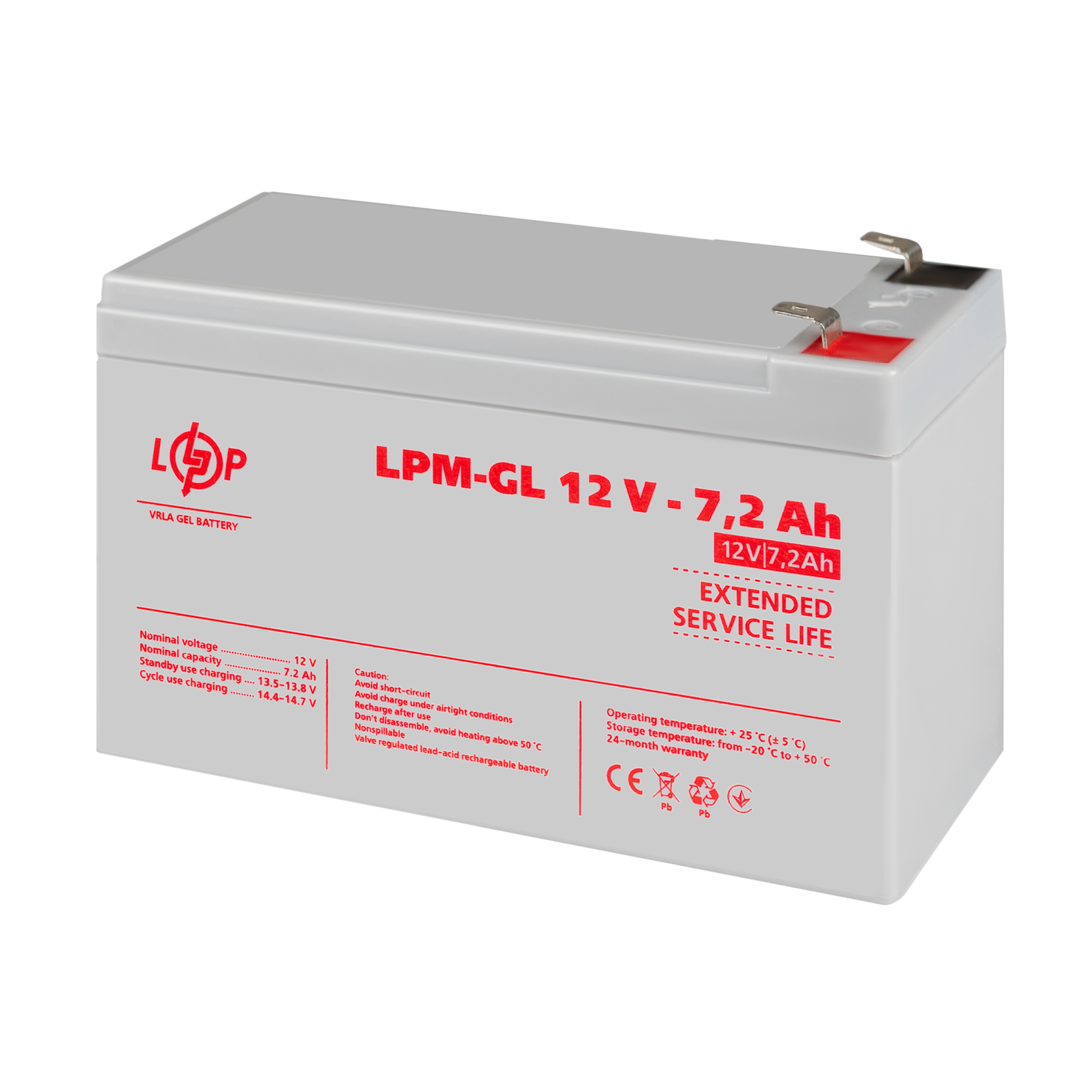 Аккумулятор гелевый LPM-GL 12V-7,2 Ah (6561) - фото 3