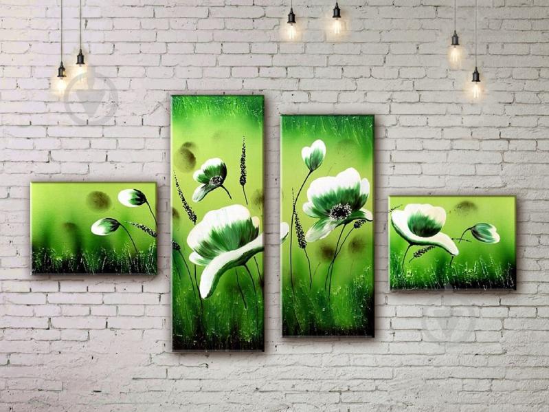 Модульная картина акрилом цветы ArtStar MKM17_4_017 размер 80 х 140 см