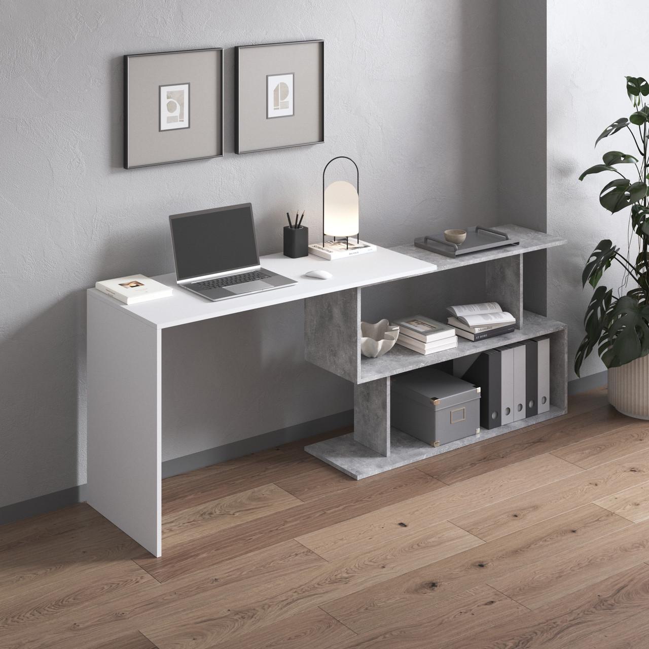 Стол компьютерный откидной Вайс M-41 1964х500х766 мм Белый/Бетон (31236202)