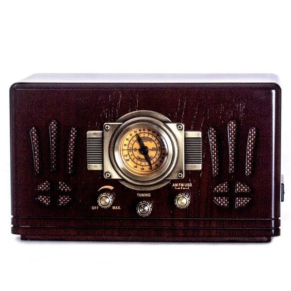 Ретро радиоприемник Daklin Де Голль AM/FM/МР3/USB/SD деревянный Орех