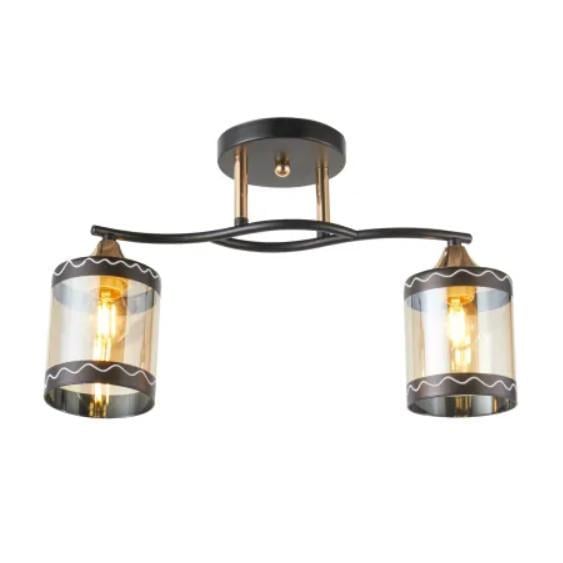 Люстра стельова Valeso V 6380-2 BK+FG на два плафона Чорно-золотий