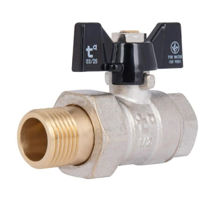 Кран шаровой с американкой Thermo Alliance Base 1/2"ВН прямой PN40 бабочка (SD221W15)