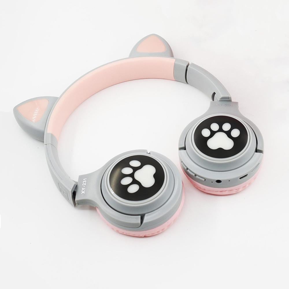 Наушники детские с кошачьими ушками CAT Ear XY-231 LED подсветка Серый (557-755482)