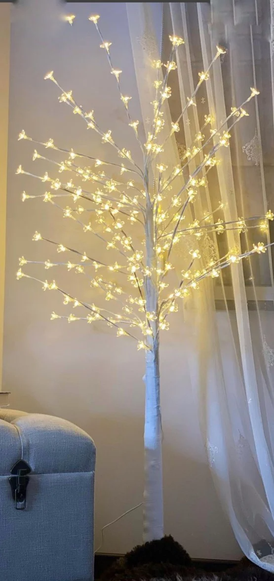 Дерево светодиодное Сакура с цветками 1,5 м 100 Led 20 веток 220 В Теплый белый (17098679)