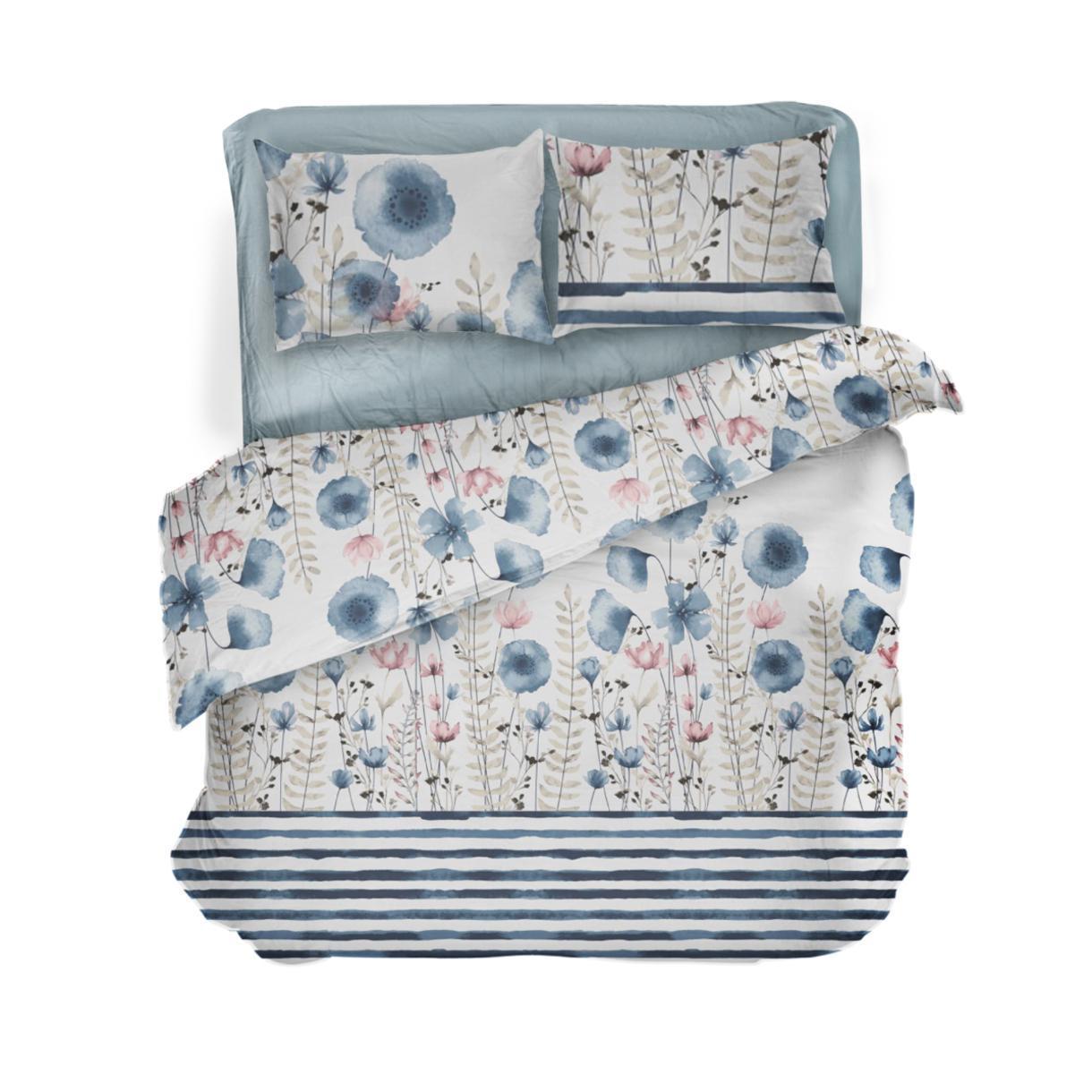 Постільна білизна Lelit бязь полуторний Світло-сірий з блакитним (B-1142)