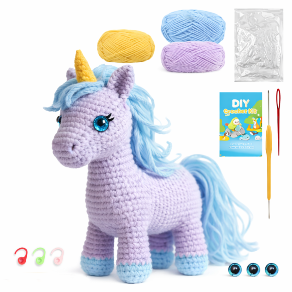 Набор для вязания крючком Единорог 15 см Фиолетовый (32514287)