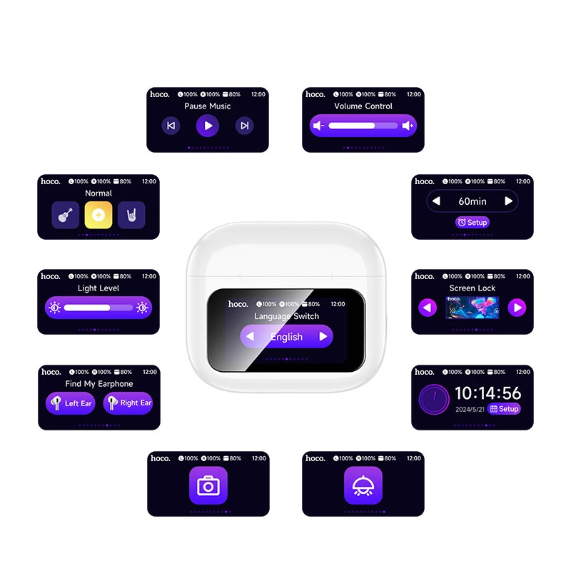 Наушники беспроводные Hoco с микрофоном Elegant with Touch Screen ANC Белый (EW81) - фото 2 Наушники беспроводные Hoco с микрофоном Elegant with Touch Screen ANC Белый (EW81) - фото 2