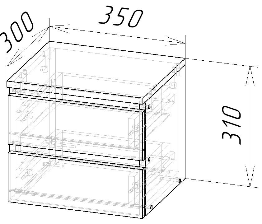 Тумба навісна з ящиками 310x350x300 мм Дуб родос - фото 2