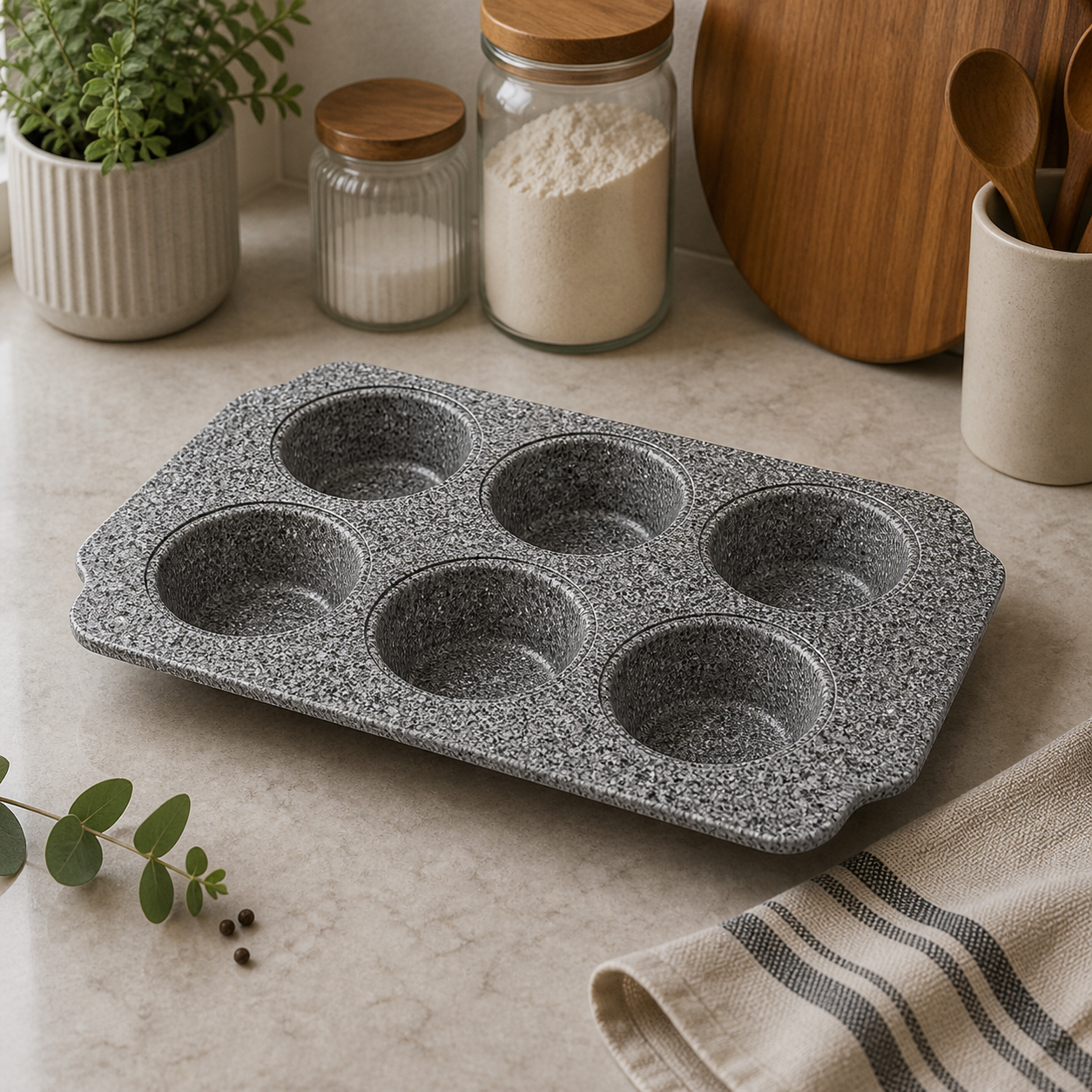 Форма для кексов Maestro MR-1128-6 Granite на 6 ячеек антипригарная 30×18×2,5 см (0476)
