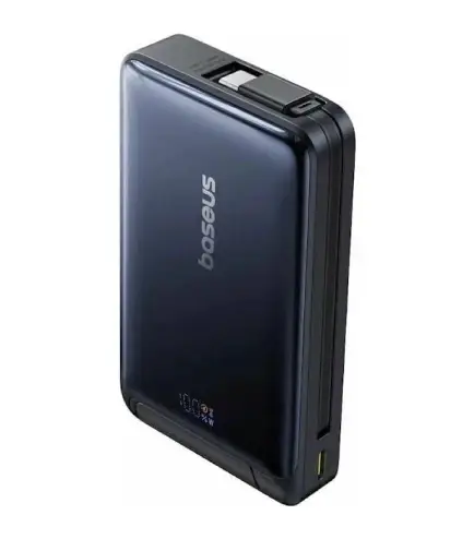 Батарея портативна BASEUS Nomos Qi2 Kickstand Magnetic with Type-C Cable 10000 mAh 45W P10078800123-00 Black