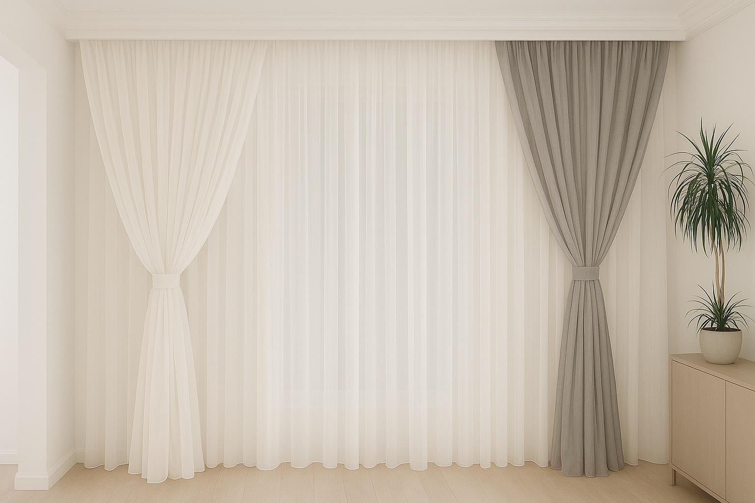 Комплект штор шифон 7х2,7 м/2,5x2,7 м 2 шт. Белый/Серый (025дк 7м)