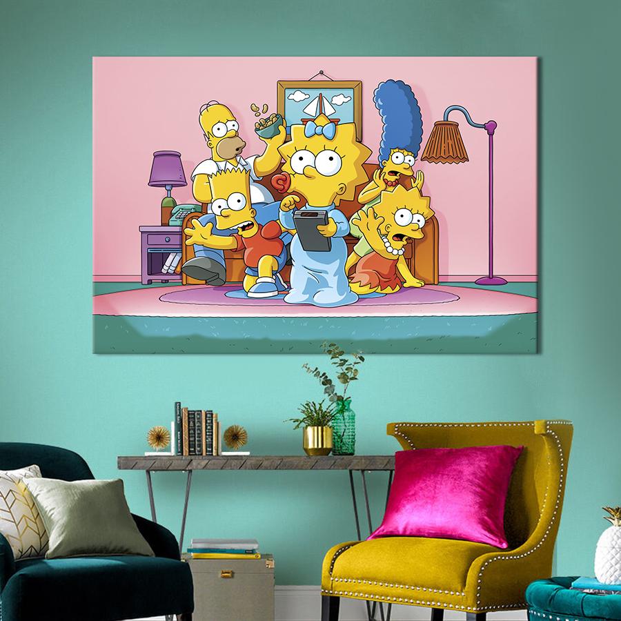 Настенный декор картина на холсте для интерьера The Simpsons 120x80 см (739-1)