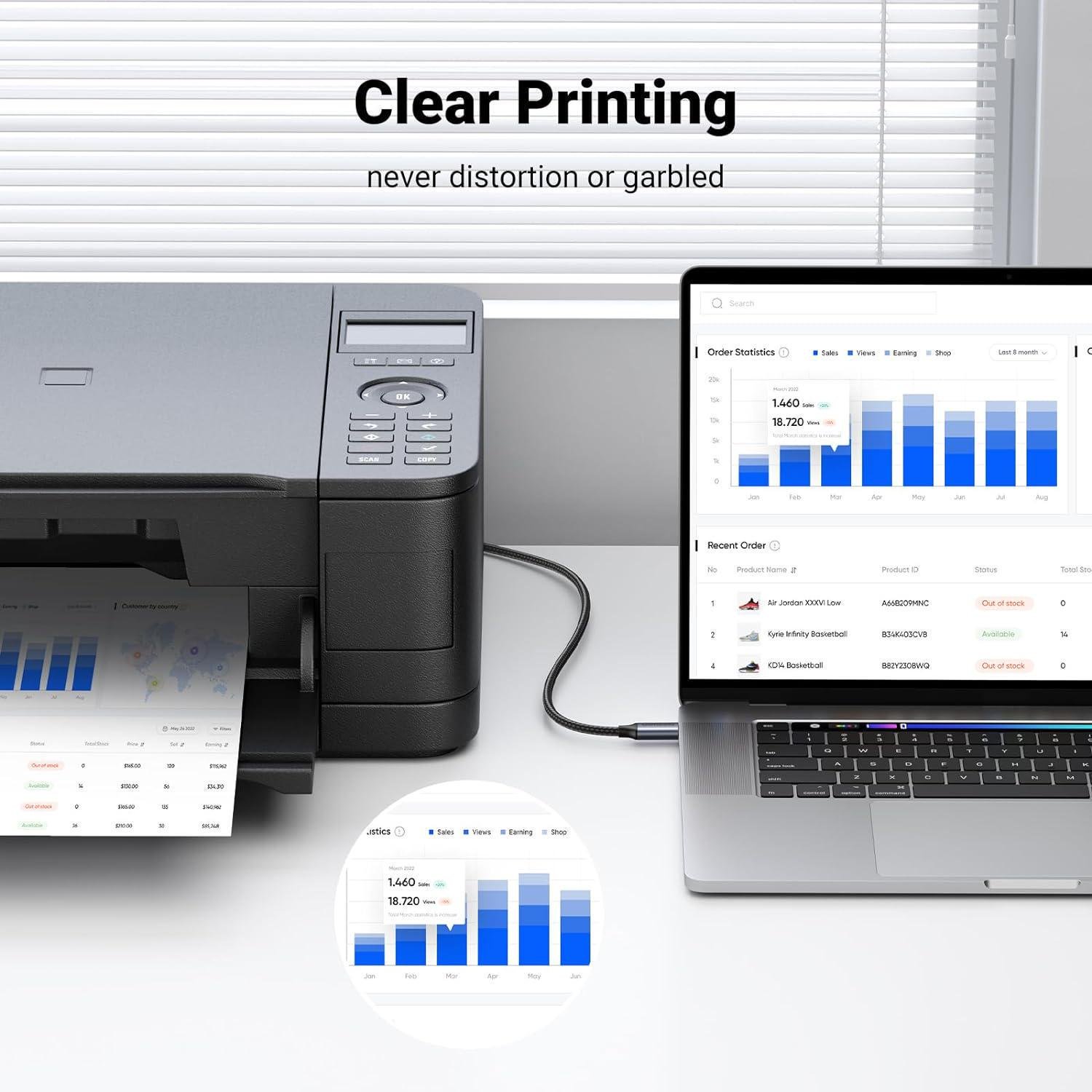 Кабель для принтера UGREEN Type-C-USB Type-B 2.0 480 Мбіт/с USB-C на USB-B 1 м Чорний (80805) - фото 5 Кабель для принтера UGREEN Type-C-USB Type-B 2.0 480 Мбіт/с USB-C на USB-B 1 м Чорний (80805) - фото 5