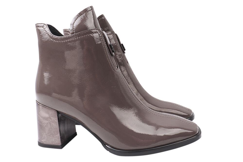 Ботильоны женские Geronea из лаковой кожи на большом каблуке на шнуровке р. 37 Коричневый (943-21DH)