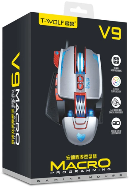 Проводная мышь T-Wolf V9 8 кнопок 3200 DPI подсветка - фото 7