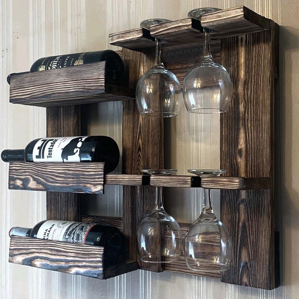 Полка для вина настенная из дерева Такино Мустанг (ПНК-010529)