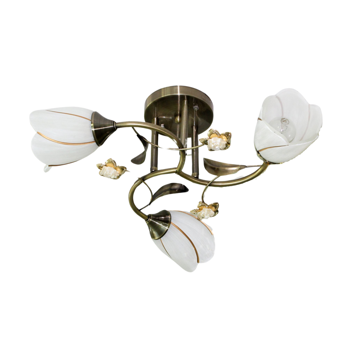 Люстра Sirius с тремя плафонами в виде цветков под лампу Е27 Бронзовый (B N1508/3 AB)