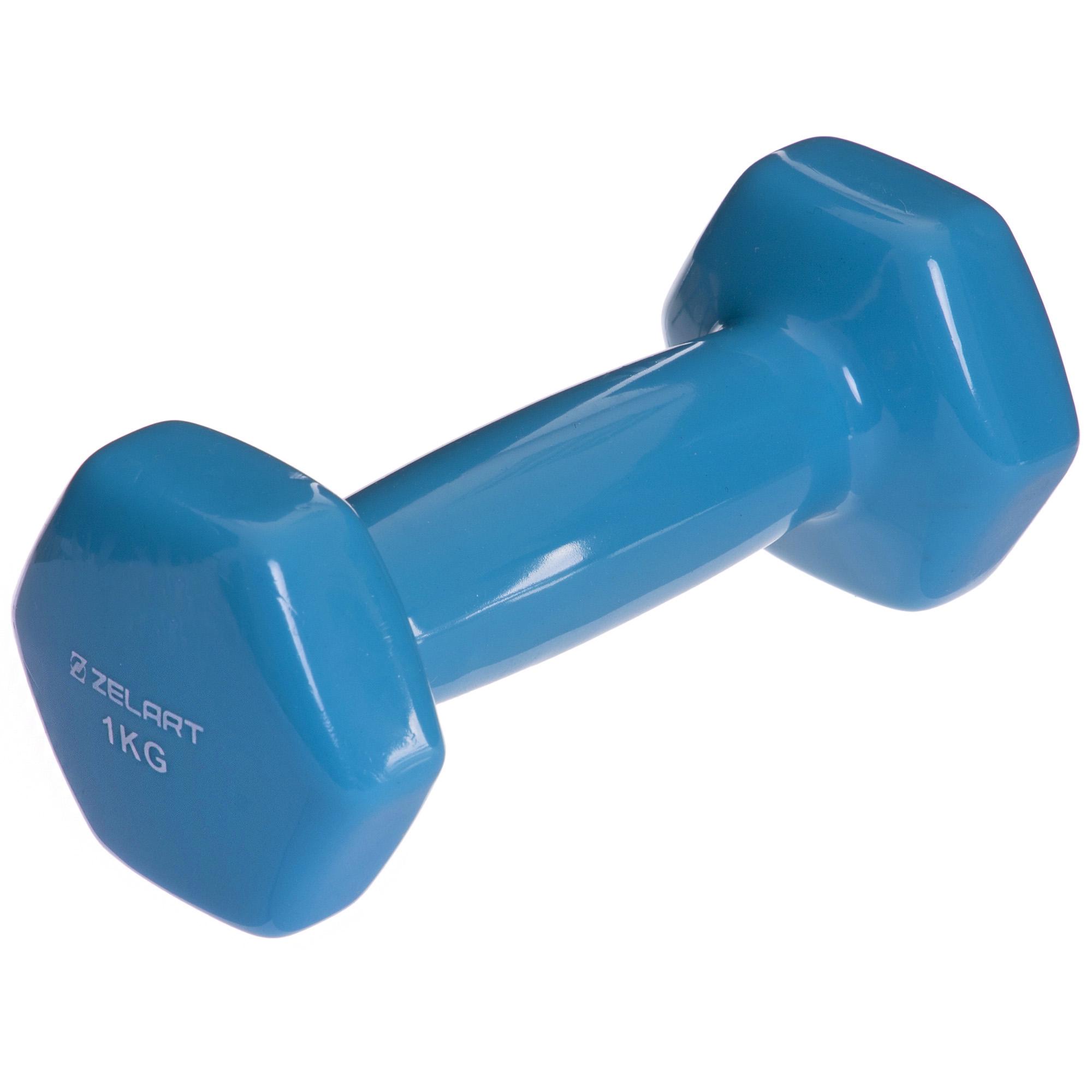 Гантель для фитнеса с виниловым покрытием Zelart TA-2777-1 1 шт. 1 кг Голубой (DR004987)